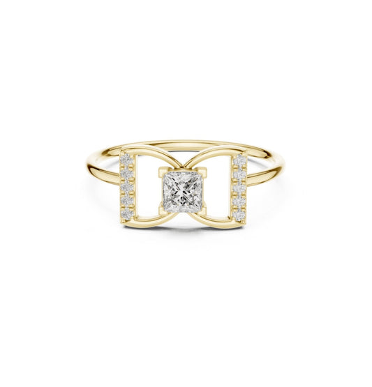 Princess / Round Cut Diamond Yellow Gold 14 K Ring For Wommen |pure carat