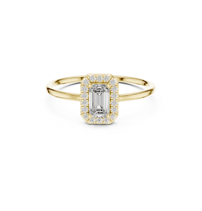 Round / Emerald Cut Diamond Ring 14 K Yellow Gold Ring For Wommen |pure carat