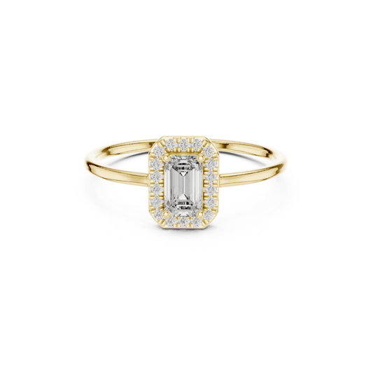 Round / Emerald Cut Diamond Ring 14 K Yellow Gold Ring For Wommen |pure carat