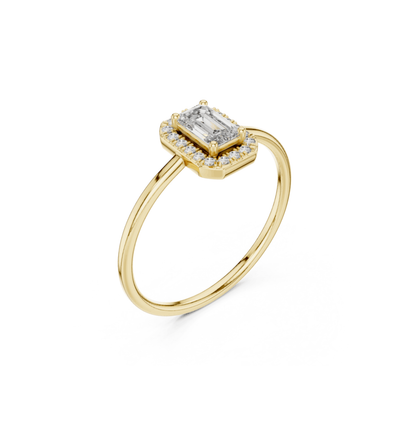 Round / Emerald Cut Diamond Ring 14 K Yellow Gold Ring For Wommen |pure carat