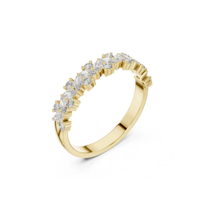 Round & Marquise Cut Diamond Rose Gold 14 K Ring For Wommen |pure carat