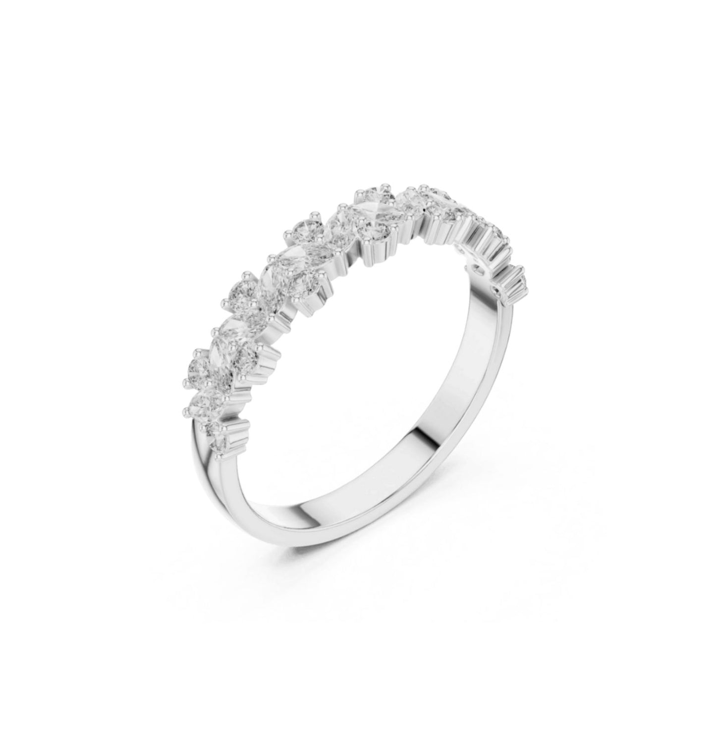 Round & Marquise Cut Diamond Rose Gold 14 K Ring For Wommen |pure carat