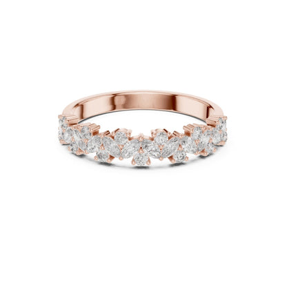 Round & Marquise Cut Diamond Rose Gold 14 K Ring For Wommen |pure carat