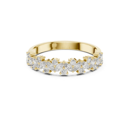 Round & Marquise Cut Diamond Rose Gold 14 K Ring For Wommen |pure carat
