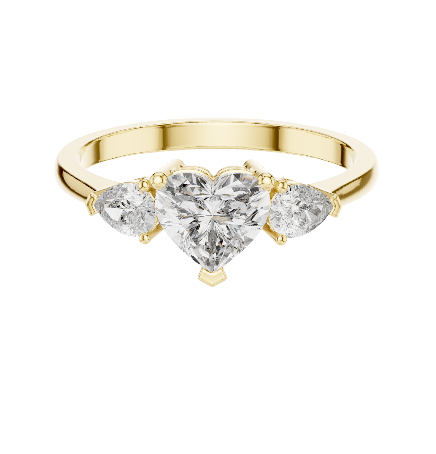 Heart/PRS  Cut Diamond Ring 14 K Yellow Gold Ring For Wommen |pure carat