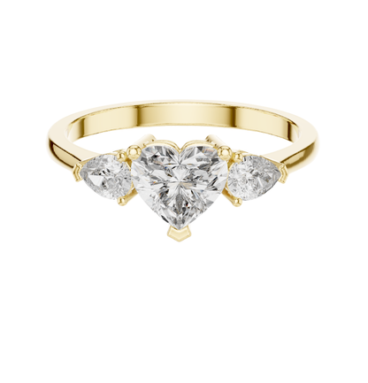Heart/PRS  Cut Diamond Ring 14 K Yellow Gold Ring For Wommen |pure carat