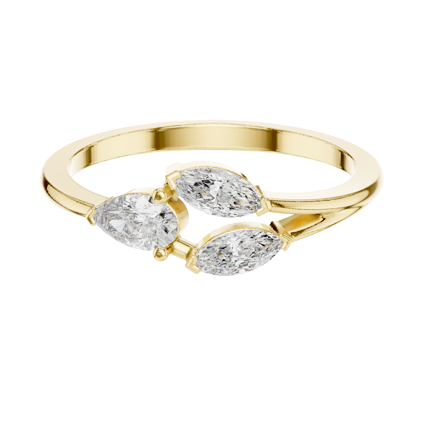 Mrq/Prs Cut Dimound Ring 14 K Yellow Gold Ring For Wommen - pure carat