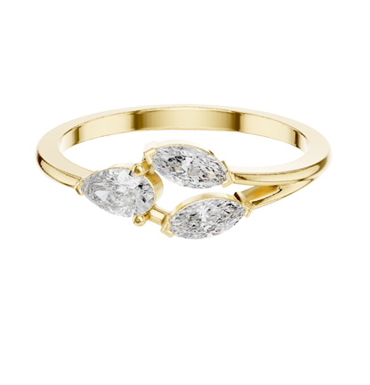 Mrq/Prs Cut Dimound Ring 14 K Yellow Gold Ring For Wommen - pure carat