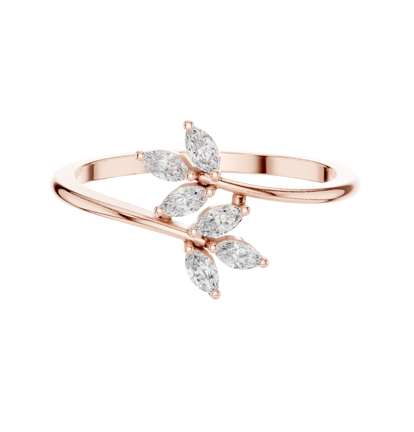 MRQ Cut Diamond Ring 14 K Pink Gold Ring For Wommen |pure carat