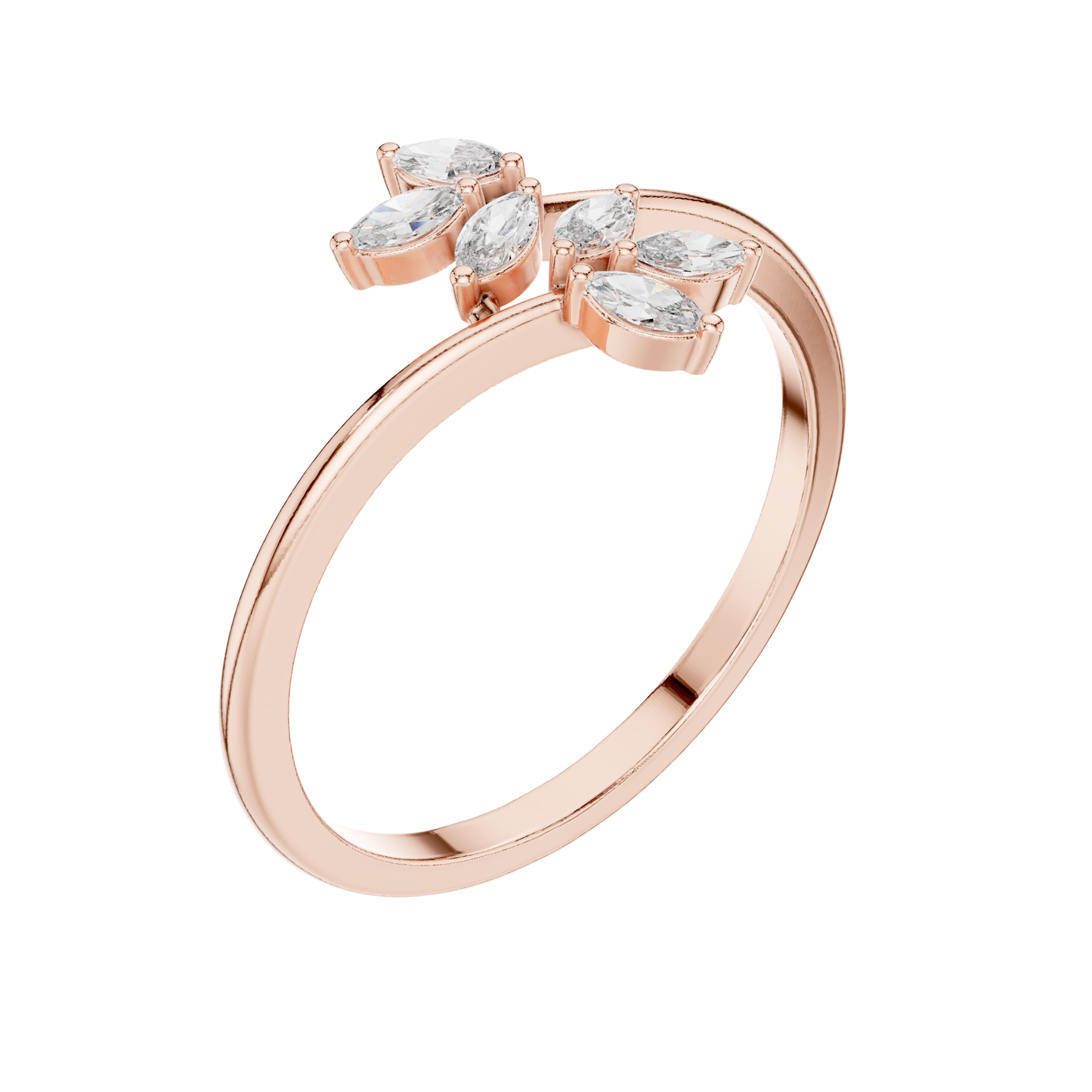 MRQ Cut Diamond Ring 14 K Pink Gold Ring For Wommen |pure carat