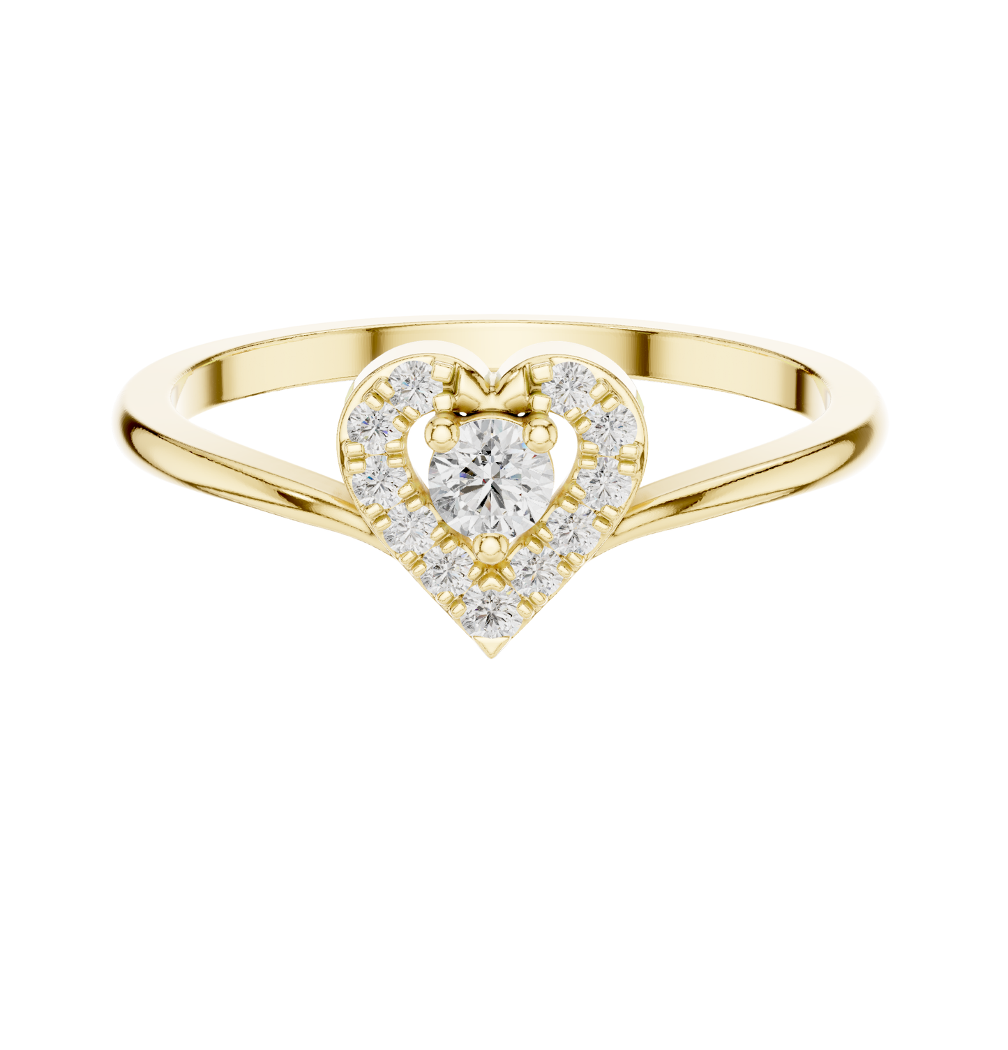 Heart shape  Round Cut Diamond Ring 14 K Yellow Gold Ring For Wommen |pure carat