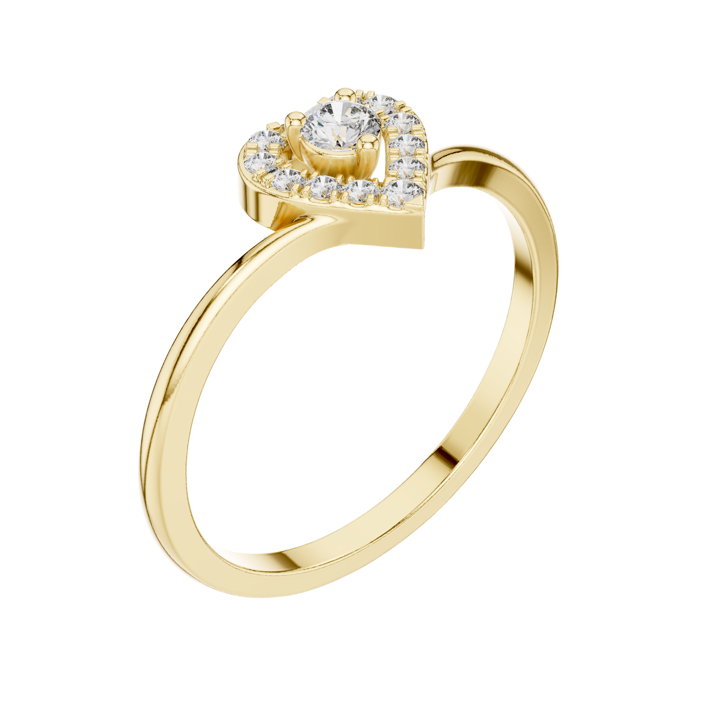 Heart shape  Round Cut Diamond Ring 14 K Yellow Gold Ring For Wommen |pure carat