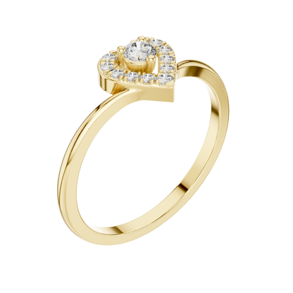Heart shape  Round Cut Diamond Ring 14 K Yellow Gold Ring For Wommen |pure carat