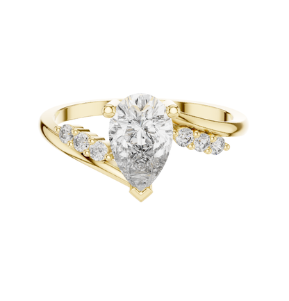 PRS Cut Dimond Ring 14 K Yellow Gold Ring For Wommen -pure carat