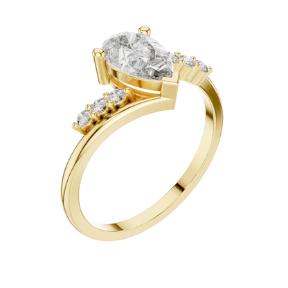 PRS Cut Dimond Ring 14 K Yellow Gold Ring For Wommen -pure carat