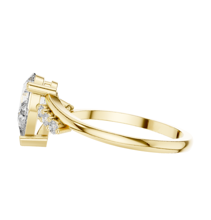 PRS Cut Dimond Ring 14 K Yellow Gold Ring For Wommen -pure carat