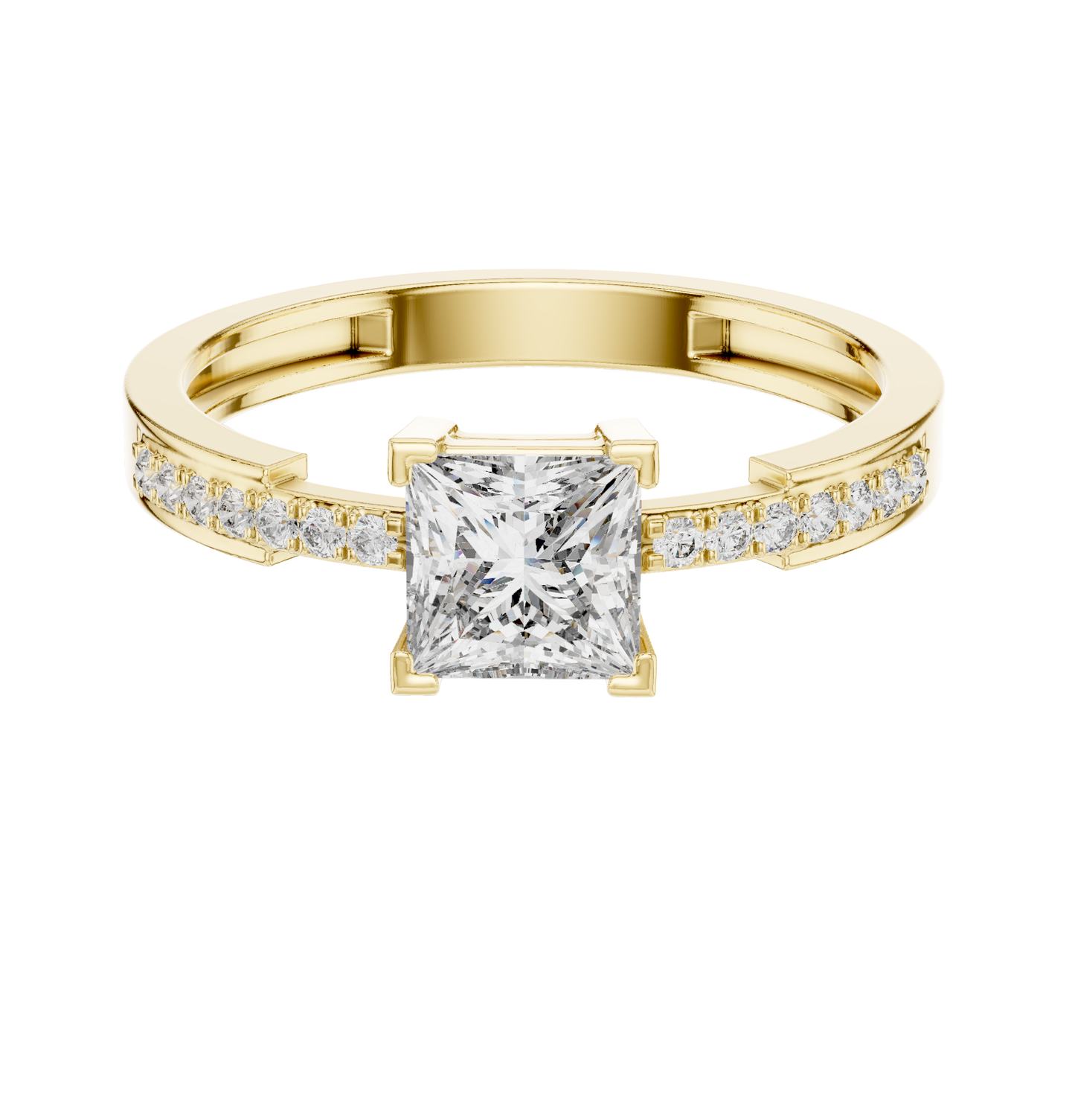 princess Cut Dimond Ring 14 K Yellow Gold Ring For Wommen -pure carat