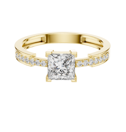princess Cut Dimond Ring 14 K Yellow Gold Ring For Wommen -pure carat