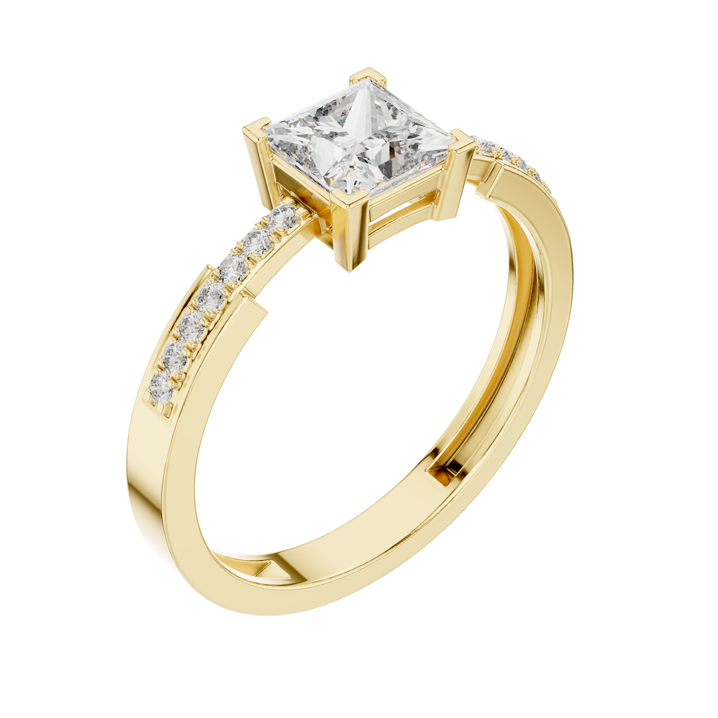 princess Cut Dimond Ring 14 K Yellow Gold Ring For Wommen -pure carat