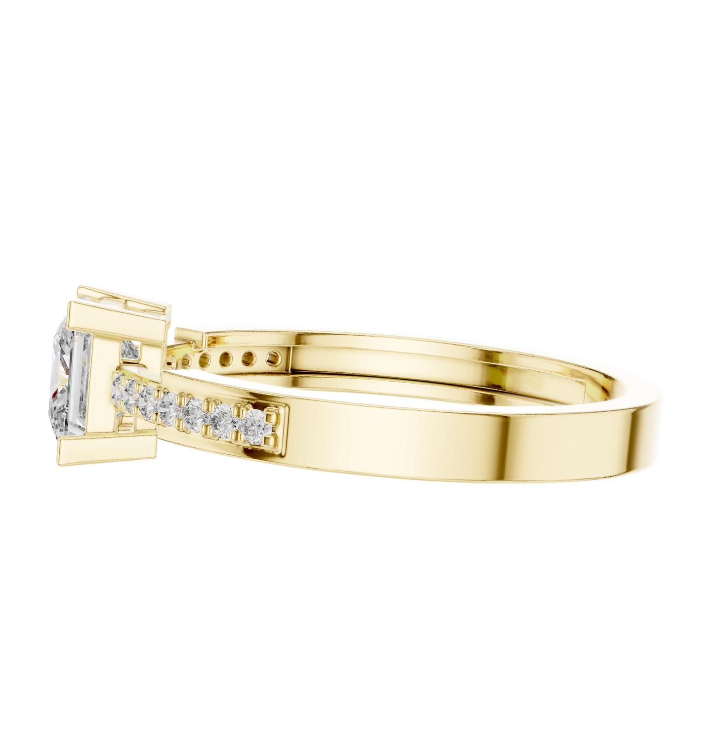 princess Cut Dimond Ring 14 K Yellow Gold Ring For Wommen -pure carat