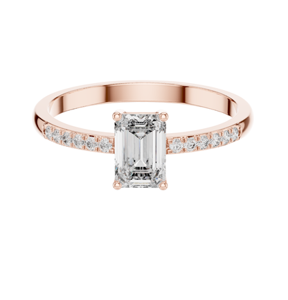 Emarald Cut Dimond Ring 14 K Yellow Gold Ring For Wommen -pure carat