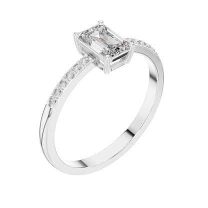 Emarald Cut Dimond Ring 14 K Yellow Gold Ring For Wommen -pure carat