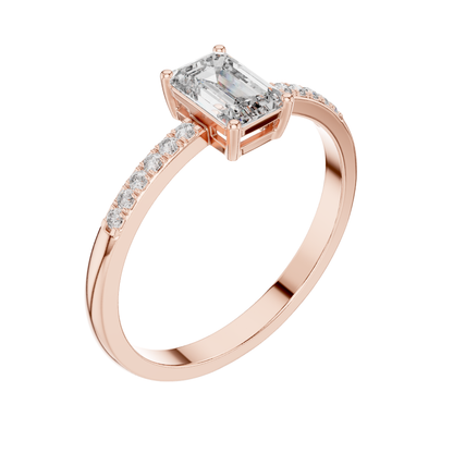 Emarald Cut Dimond Ring 14 K Yellow Gold Ring For Wommen -pure carat