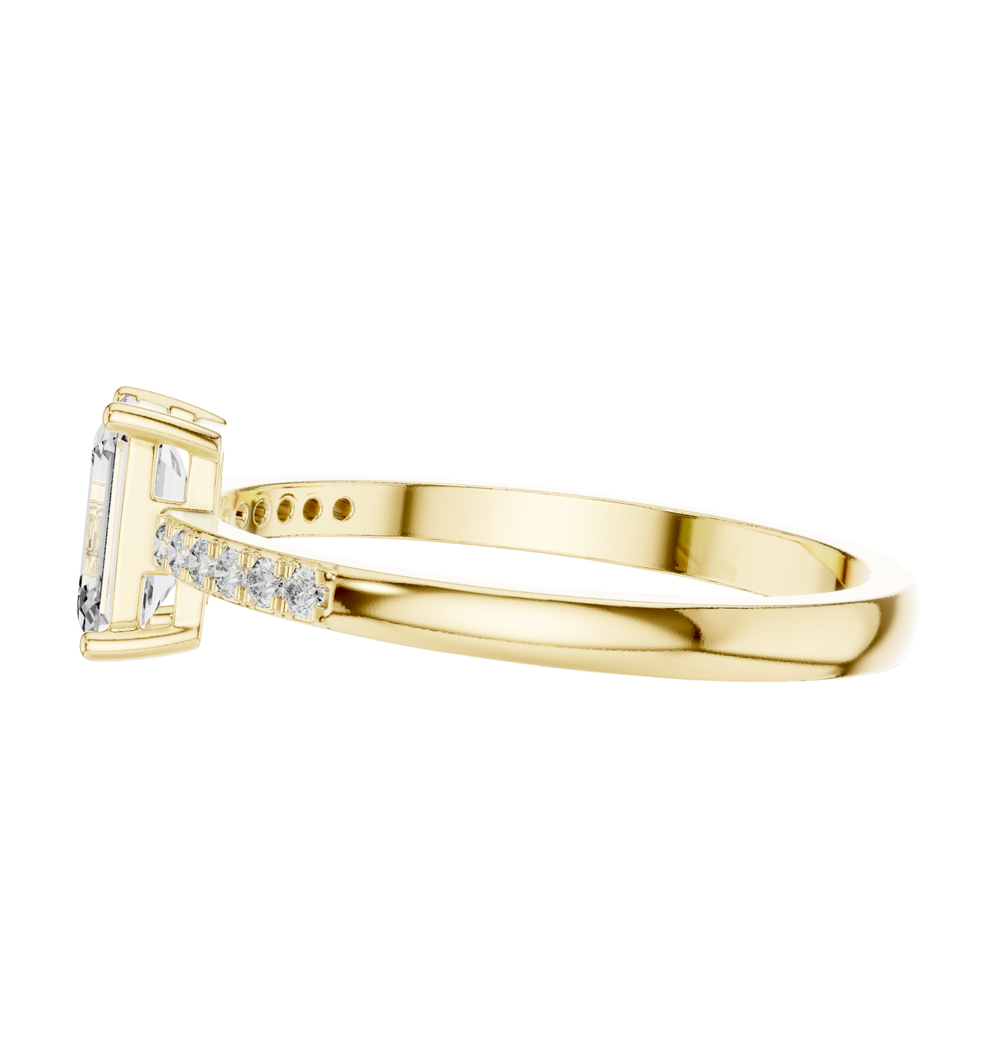 Emarald Cut Dimond Ring 14 K Yellow Gold Ring For Wommen -pure carat