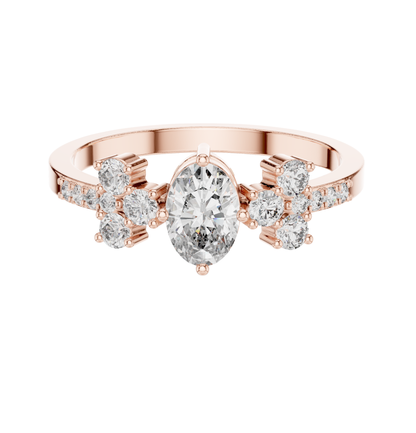 Oval Cut Diamond Ring 14 K Yellow Gold Ring For Wommen -pure carat