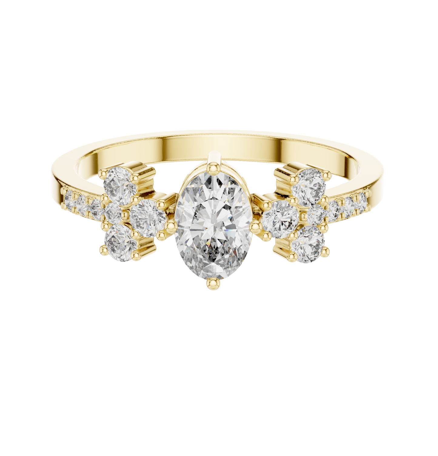Oval Cut Diamond Ring 14 K Yellow Gold Ring For Wommen -pure carat