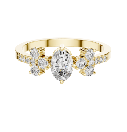 Oval Cut Diamond Ring 14 K Yellow Gold Ring For Wommen -pure carat