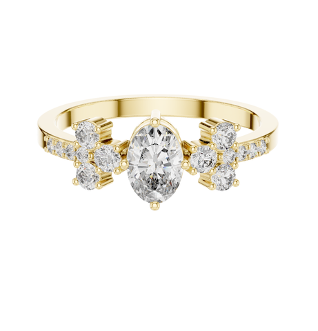 Oval Cut Diamond Ring 14 K Yellow Gold Ring For Wommen -pure carat