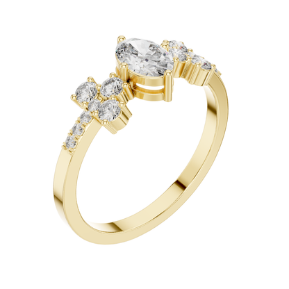 Oval Cut Diamond Ring 14 K Yellow Gold Ring For Wommen -pure carat