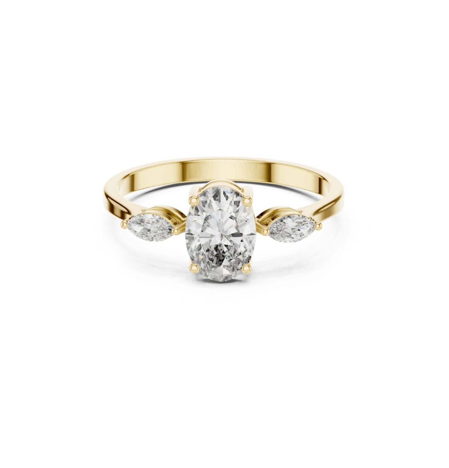 Oval / MRQ Cut Diamond Yellow Gold 14 K Ring For Wommen |pure carat