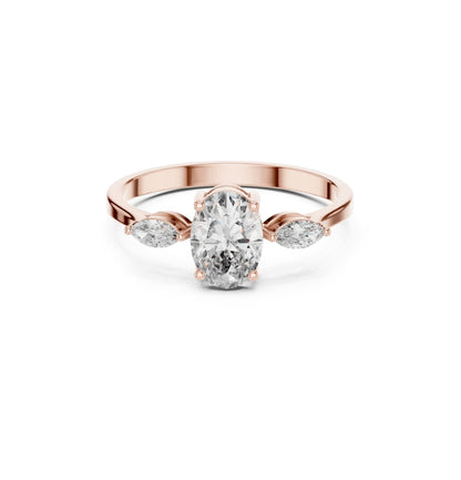 Oval / MRQ Cut Diamond Yellow Gold 14 K Ring For Wommen |pure carat