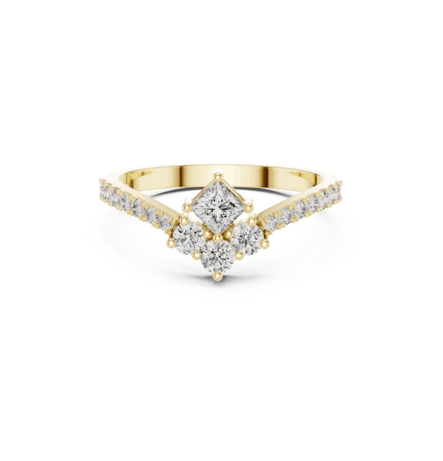 Round / Princess Cut Diamond Rose Gold 14 K Ring For Wommen |pure carat