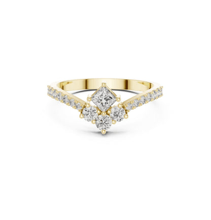 Round / Princess Cut Diamond Rose Gold 14 K Ring For Wommen |pure carat