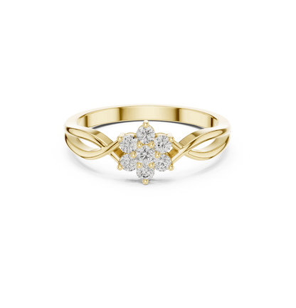 Round Cut Diamond Yellow Gold 14 K Ring For Wommen |pure carat