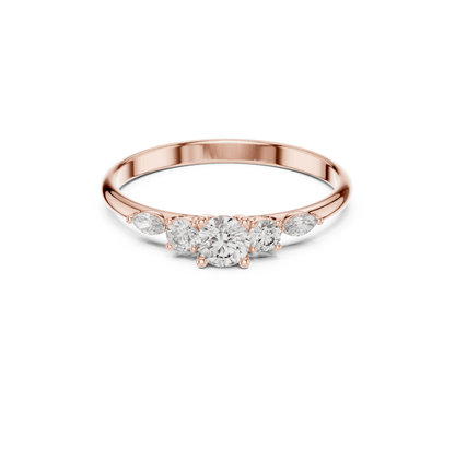 Round / MRQ Cut Diamond Pink Gold 14 K Ring For Wommen |pure carat
