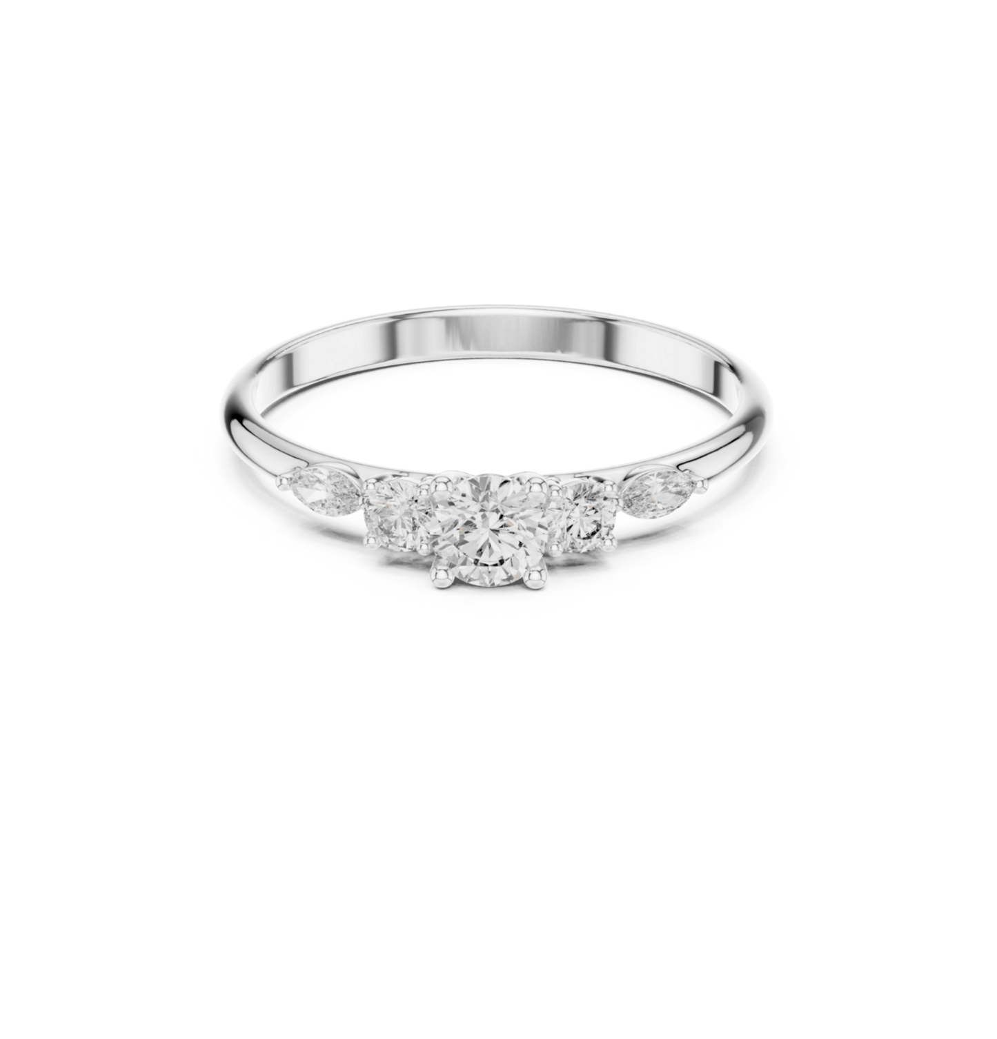 Round / MRQ Cut Diamond Pink Gold 14 K Ring For Wommen |pure carat