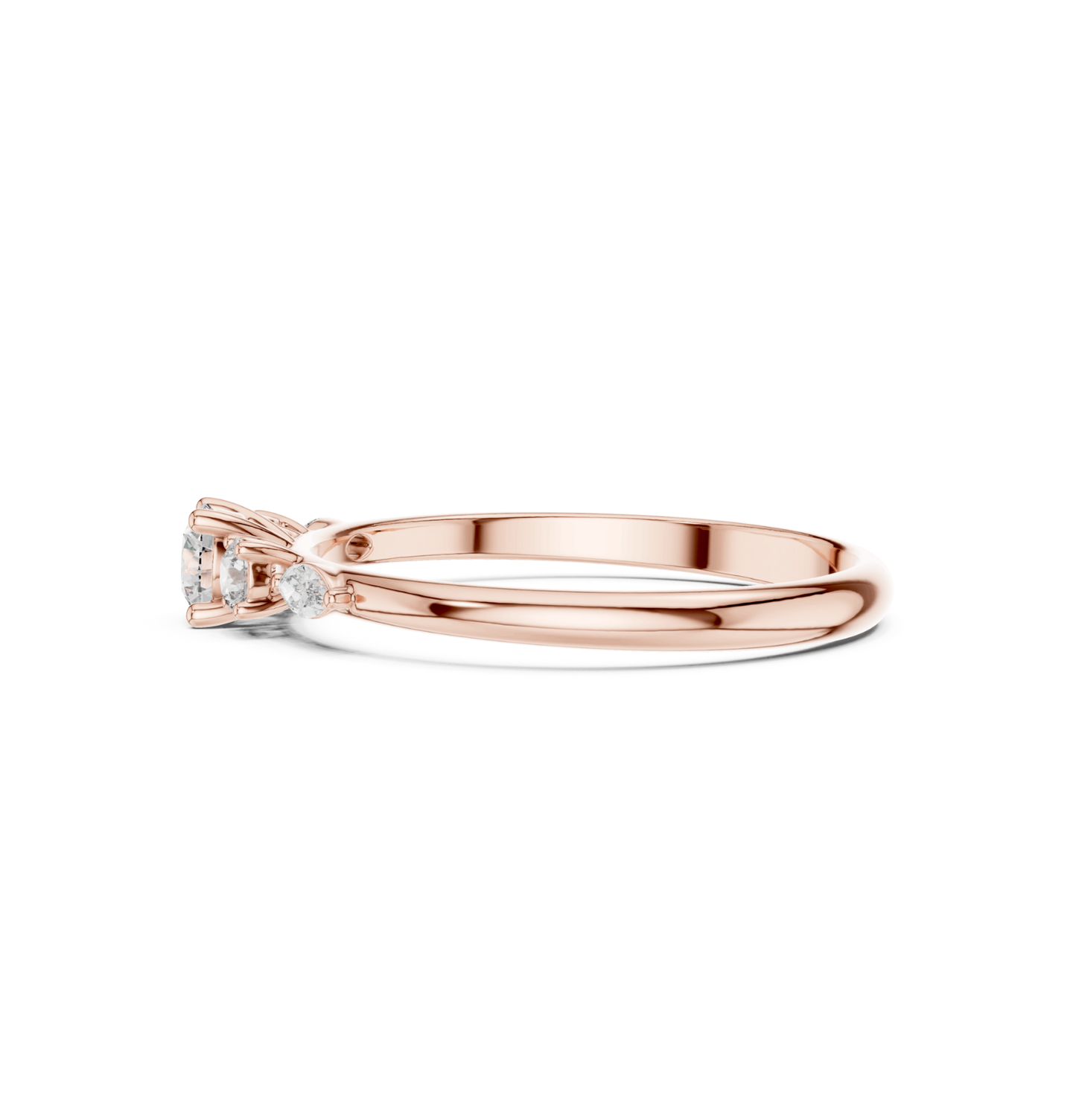 Round / MRQ Cut Diamond Pink Gold 14 K Ring For Wommen |pure carat