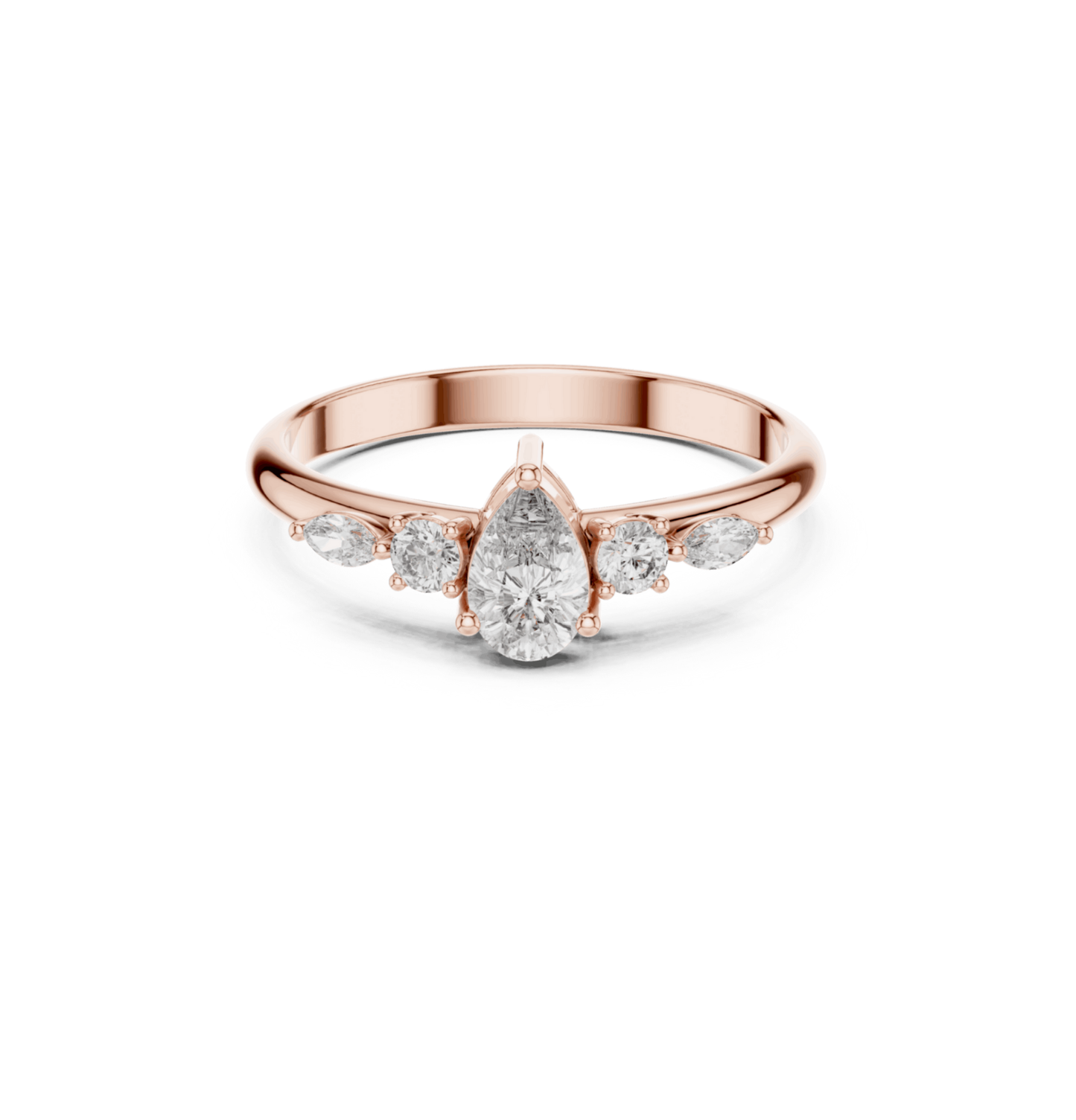 Round / MRQ / PRS Cut Diamond Pink Gold 14 K Ring For Wommen |pure carat