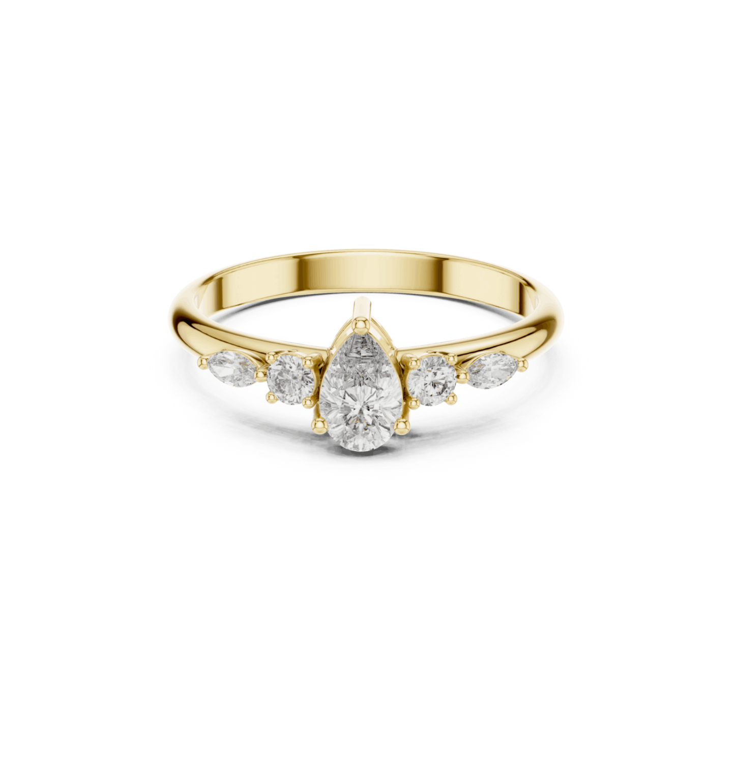Round / MRQ / PRS Cut Diamond Pink Gold 14 K Ring For Wommen |pure carat