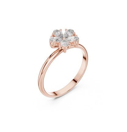 Pear Cut Diamond Pink Gold 14 K Ring For Wommen |pure carat