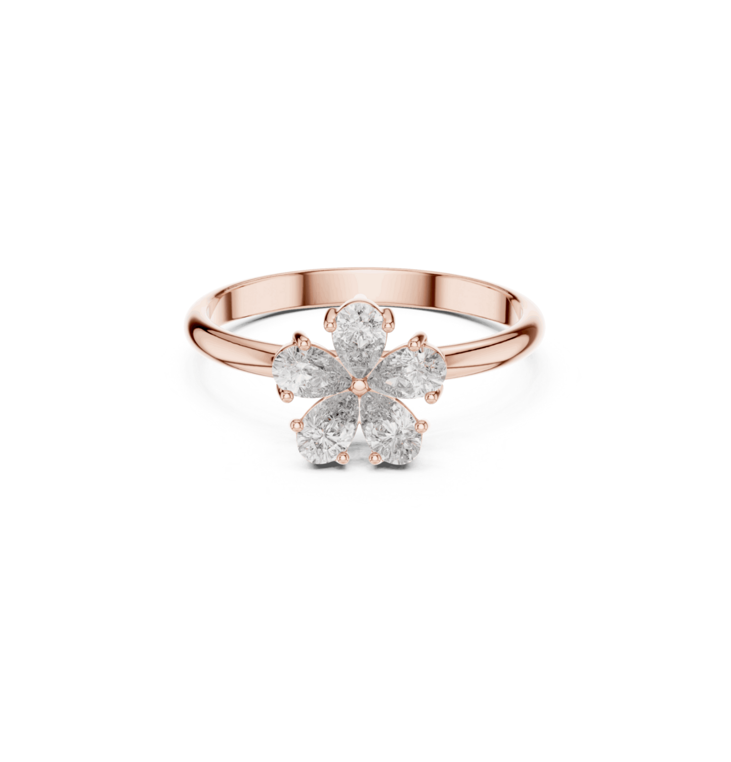 Pear Cut Diamond Pink Gold 14 K Ring For Wommen |pure carat