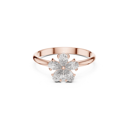 Pear Cut Diamond Pink Gold 14 K Ring For Wommen |pure carat