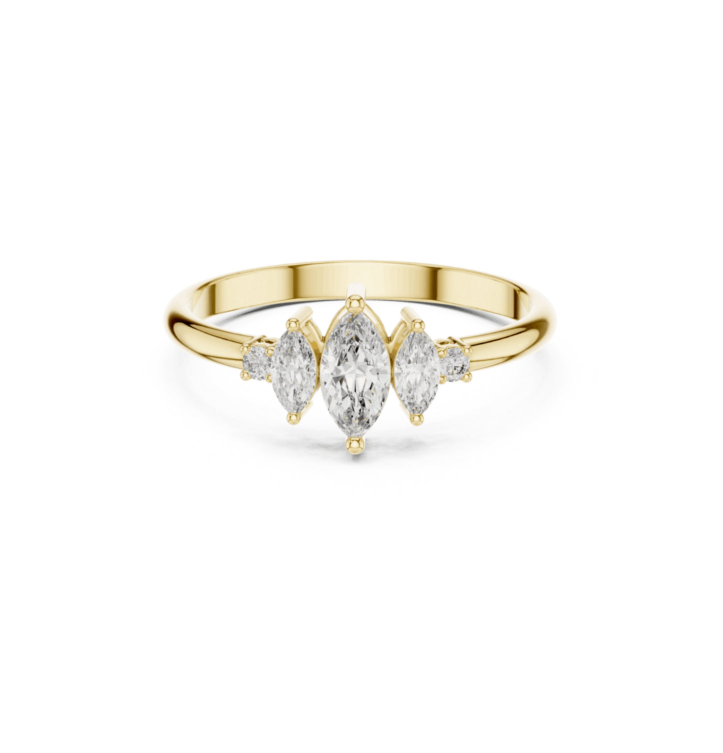 Round / Mrquise Cut Diamond Pink Gold 14 K Ring For Wommen |pure carat