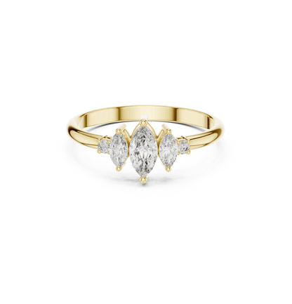 Round / Mrquise Cut Diamond Pink Gold 14 K Ring For Wommen |pure carat