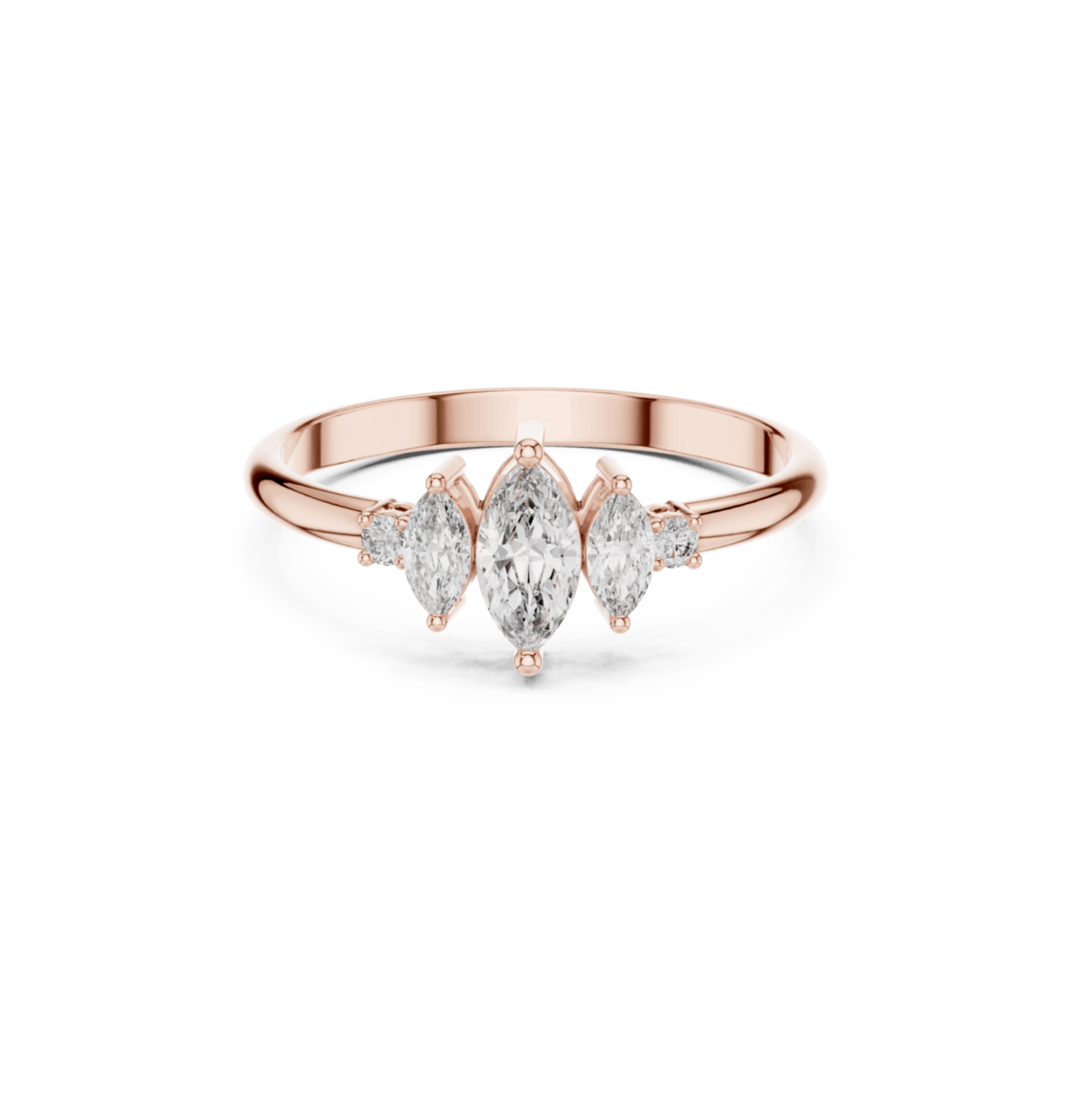Round / Mrquise Cut Diamond Pink Gold 14 K Ring For Wommen |pure carat