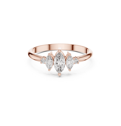 Round / Mrquise Cut Diamond Pink Gold 14 K Ring For Wommen |pure carat